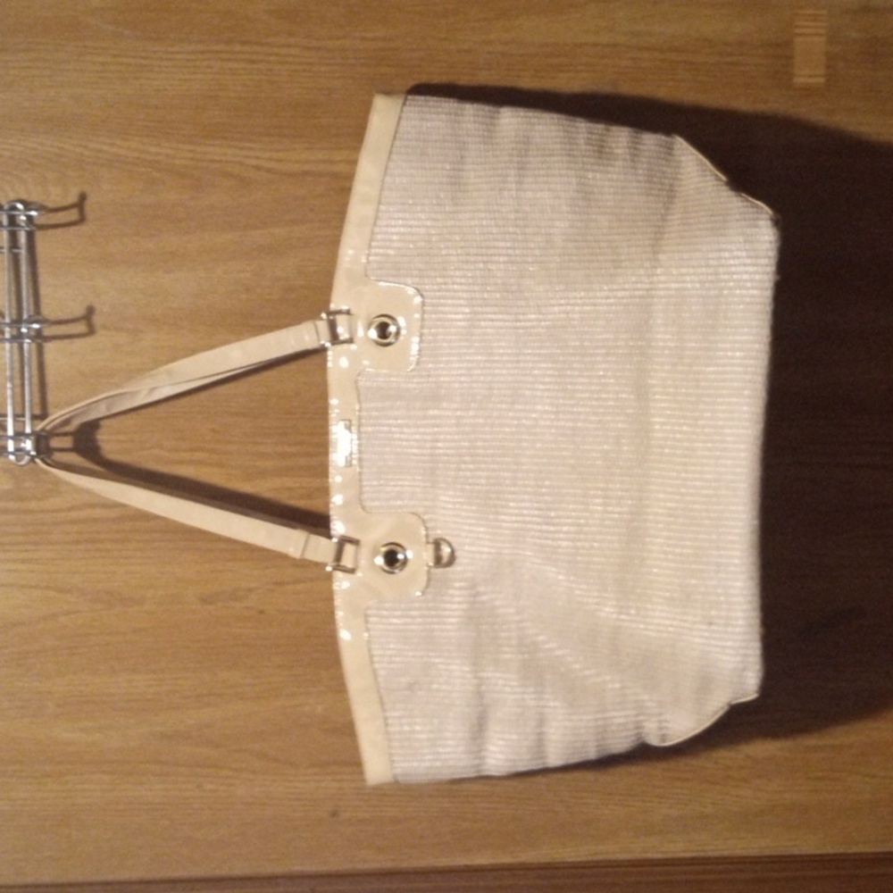 Versace Perfume Large Straw Like Patent Leather Tote